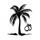 a palm tree with two coconuts tattoo design idea