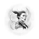 full sleeve to show power and determination, including marvels Scarlett witch, the sense8 characters and smoke tattoo design idea