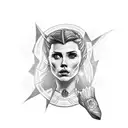 full sleeve to show power and determination, including marvels Scarlett witch, the sense8 characters and smoke tattoo design idea