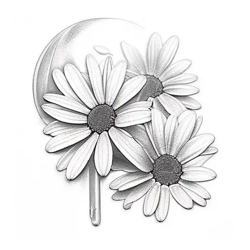 daisy, marigold, lily of the valley  tattoo design idea