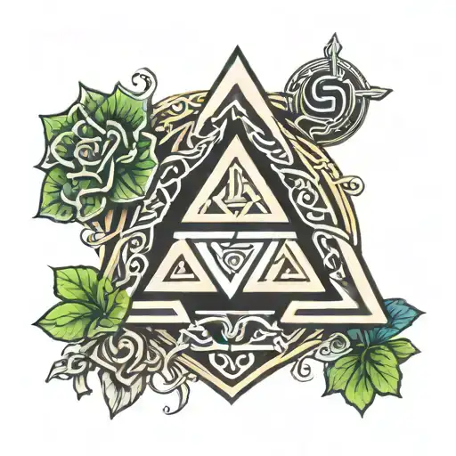valknut and shamrock hybrid tattoo design idea