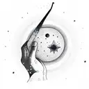 universe in a girl's hands, whale, moon, stars, cricket bat tattoo design idea