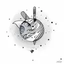 universe in a girl's hands, whale, moon, stars, cricket bat tattoo design idea