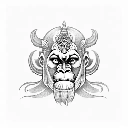 Hanuman face tattoo