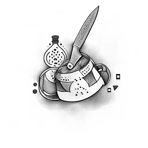 chef knife with mumbai city tattoo design idea