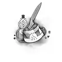 chef knife with mumbai city tattoo design idea