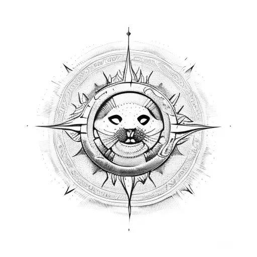Seal of sun  tattoo design idea