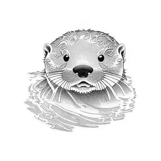 otter diving in water tattoo design idea