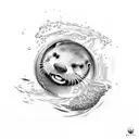 otter diving in water tattoo design idea