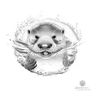 otter diving in water tattoo design idea