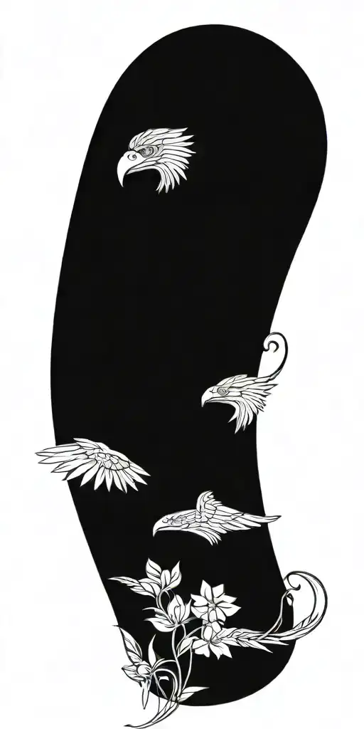snake, wings, flowers, eagle tattoo design idea