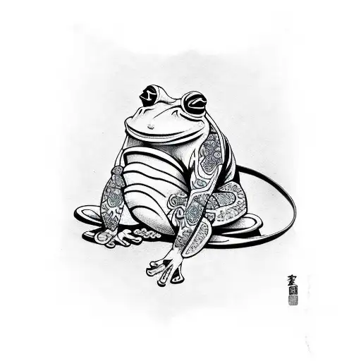 samurai frog tattoo design idea