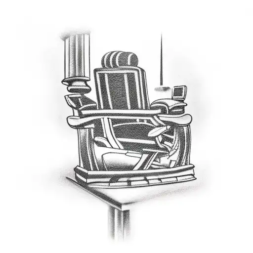 A realistic tattoo of a director's chair placed on top of a lighthouse, representing the client's love for both occupations tattoo design idea