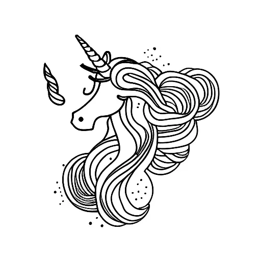 A minimalist tattoo of a unicorn made out of chocolate tattoo design idea