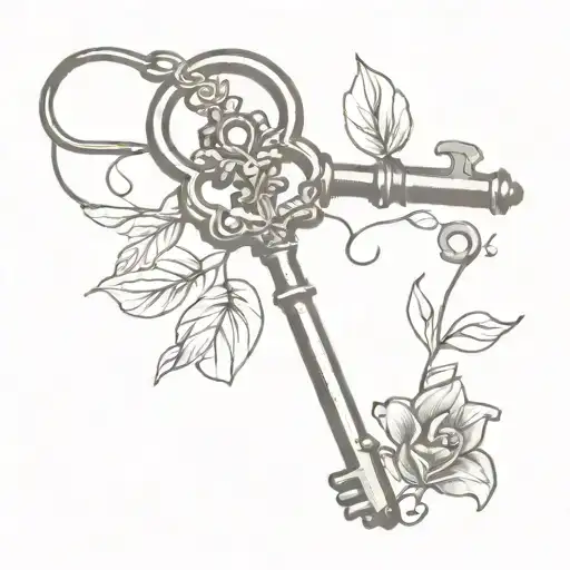 old key for secret gardens tattoo design idea