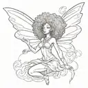 afro fairy flying tattoo design idea