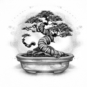 skull with bonsai tree and Cobra  tattoo design idea