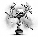 skull with bonsai tree and Cobra  tattoo design idea