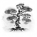 skull with bonsai tree and Cobra  tattoo design idea