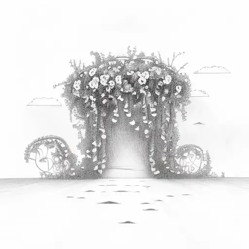 Rain that is in the distance and clouds with flowers and vines around tattoo design idea