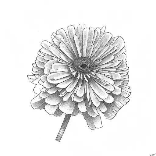 Daisy, carnation,marigold, poppy flower bouquet  tattoo design idea