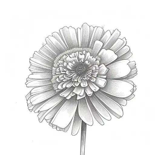 Daisy, carnation,marigold, poppy flower bouquet  tattoo design idea