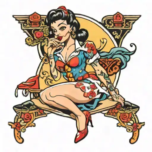 pinup girl tattoo design idea