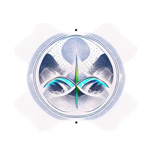 A tattoo on a shoulder, a surf curving tıbe waves and a road leading to center of the tube waves. A couple holding hands tattoo design idea