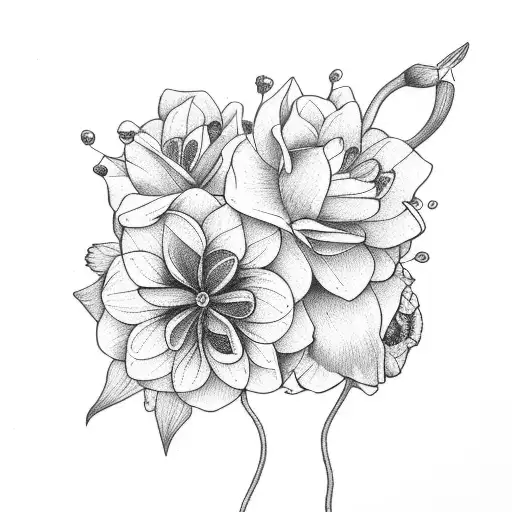 cosmo and narcissus flower bouquet  tattoo design idea