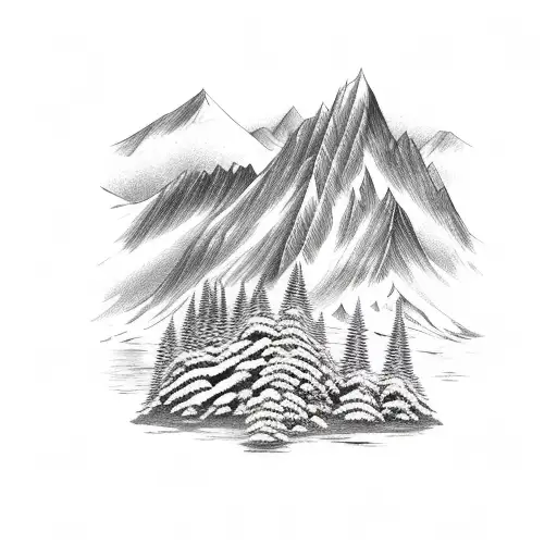 Mountain Scene with waterfall tattoo design idea