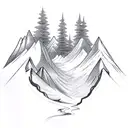 Mountain Scene with waterfall tattoo design idea