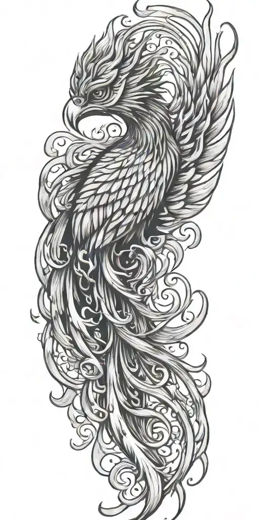 Phoenix and flames  tattoo design idea