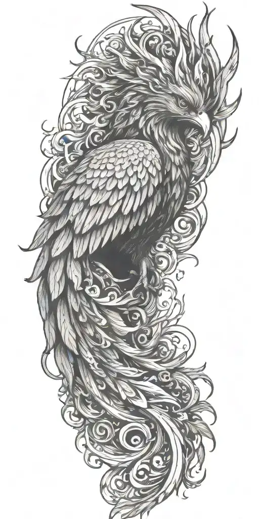 Phoenix and flames  tattoo design idea
