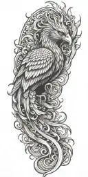 Phoenix and flames  tattoo design idea