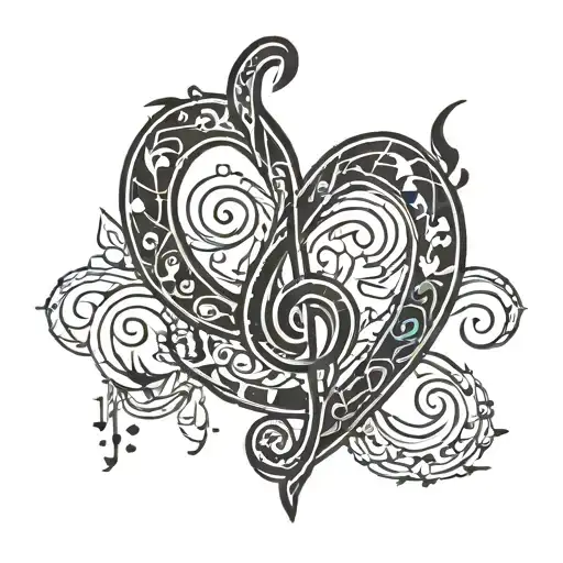 A tattoo of a traditional Portuguese tile pattern with musical notes intertwined, representing the client's passions tattoo design idea