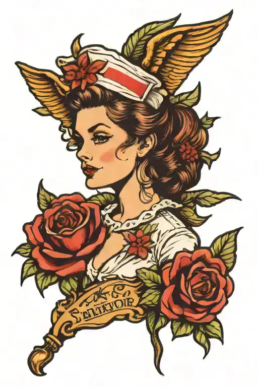 framed nurse tattoo design idea