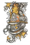 fire helmet hanging tattoo design idea