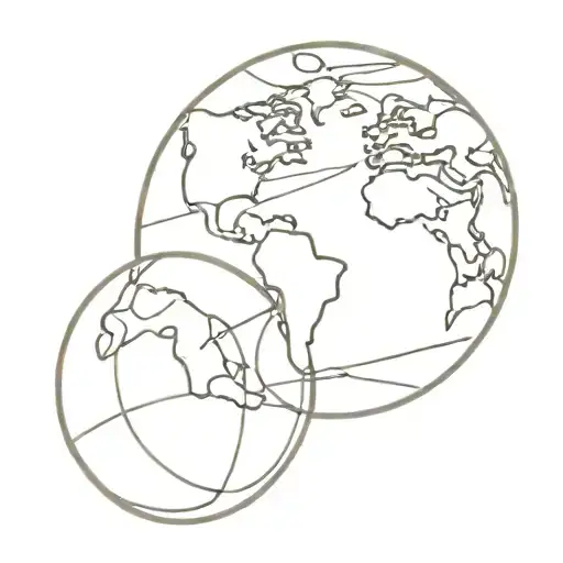 continuous line earth globe tattoo design idea