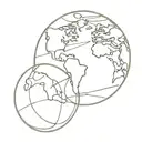 continuous line earth globe tattoo design idea