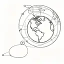 continuous line earth globe tattoo design idea