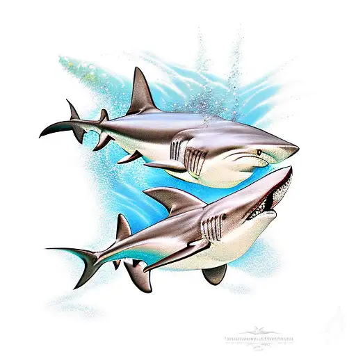 barrier reef sharks tattoo design idea