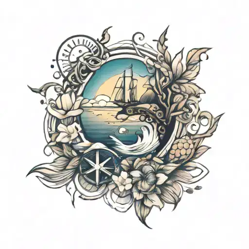 coast themed  tattoo design idea