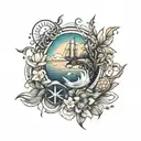 coast themed  tattoo design idea