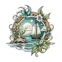 coast themed  tattoo design idea