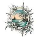coast themed  tattoo design idea