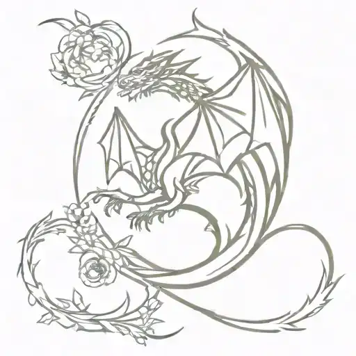Kirkwall heraldry Dragon Age with subtle flowers interlaced tattoo design idea