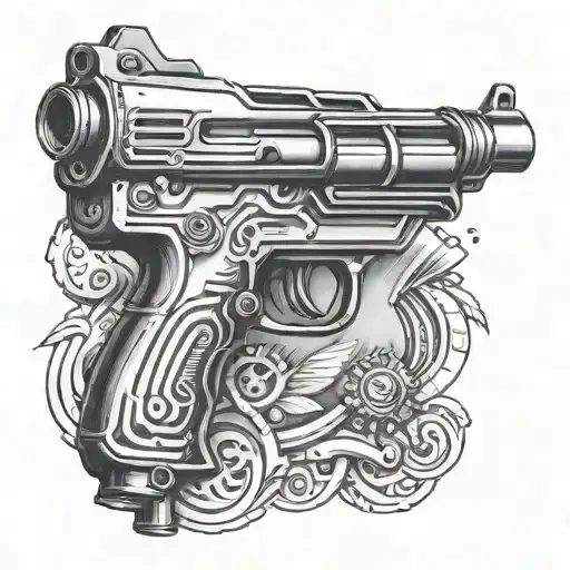 ray gun tattoo design idea