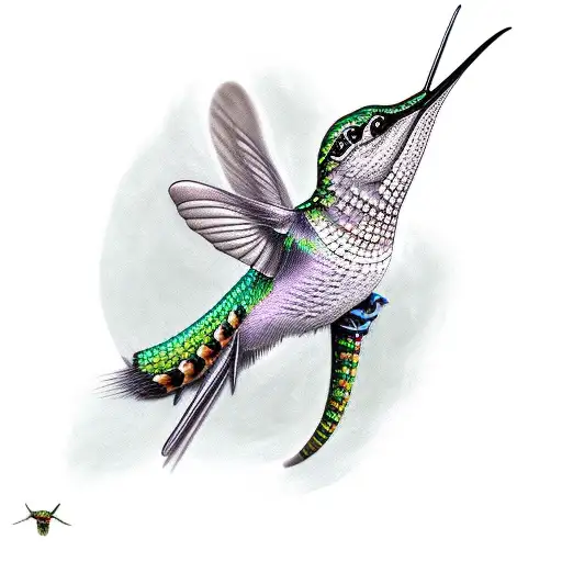 a humming bird and a rattlesnake tattoo design idea