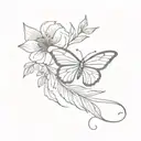 Minimalist  April 20 1997 with butterfly and feather tattoo design idea