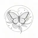 Minimalist  April 20 1997 with butterfly and feather tattoo design idea